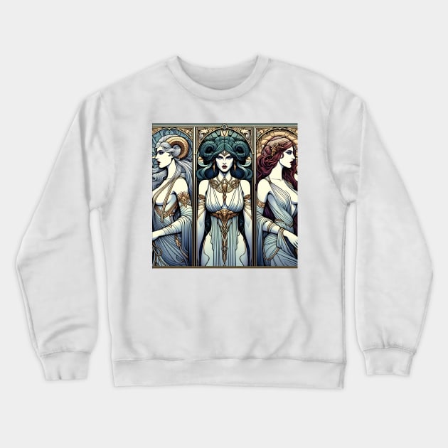 Bad Girl Triptych: Lilith, Medusa, and Jezebel Crewneck Sweatshirt by Delulu Designs